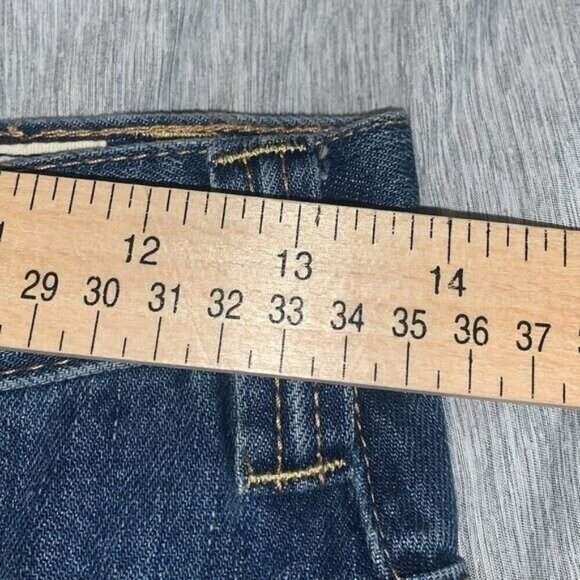 We The Free Sidecar Blue Denim Raw Hem Y2K Retro Western Miniskirt Size 24 - Picture 8 of 9